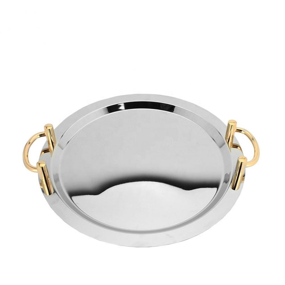 Stainless Steel Gold Handle Tray